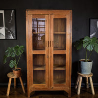 Vintage Rustic Hard Wood Display Housekeepers Cupboard Cabinet