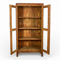 Vintage Rustic Hard Wood Display Housekeepers Cupboard Cabinet