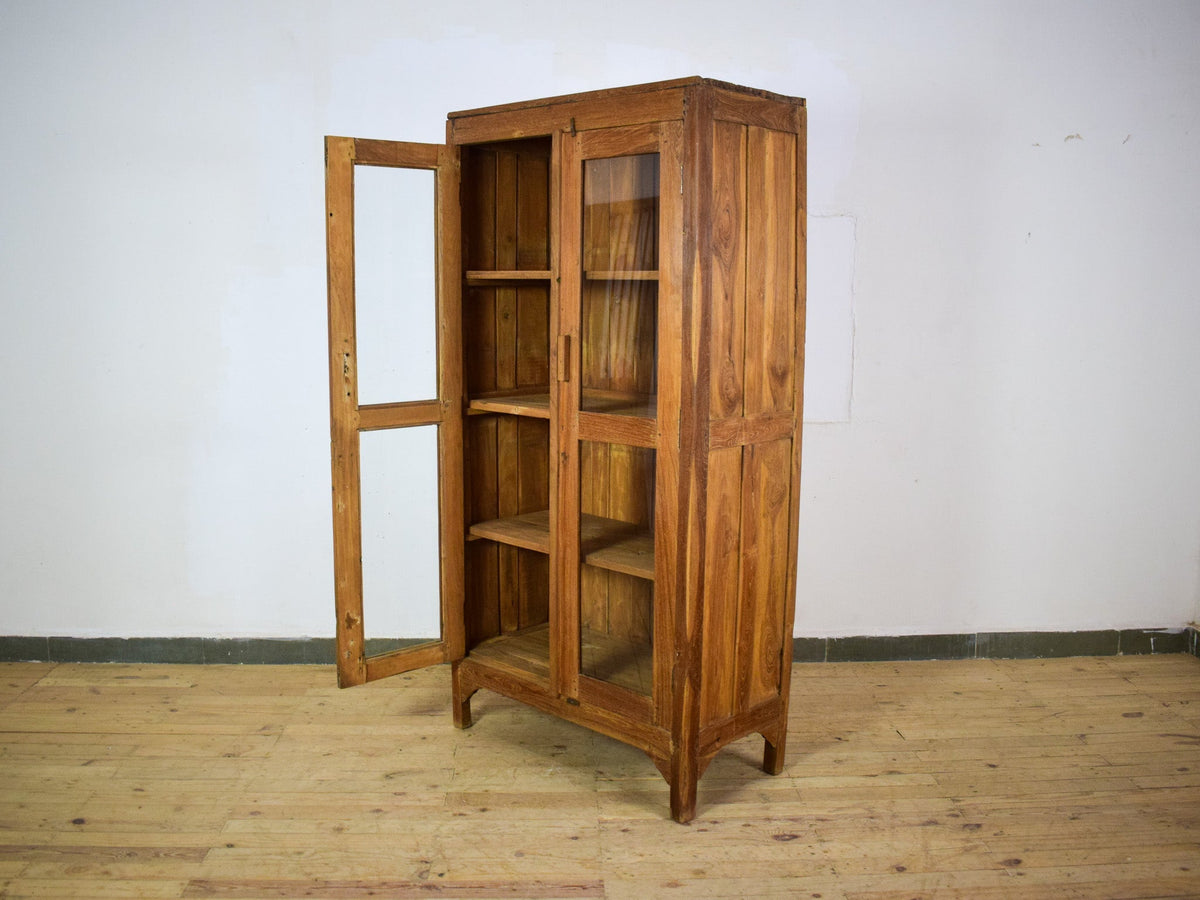 Vintage Rustic Hard Wood Display Housekeepers Cupboard Cabinet