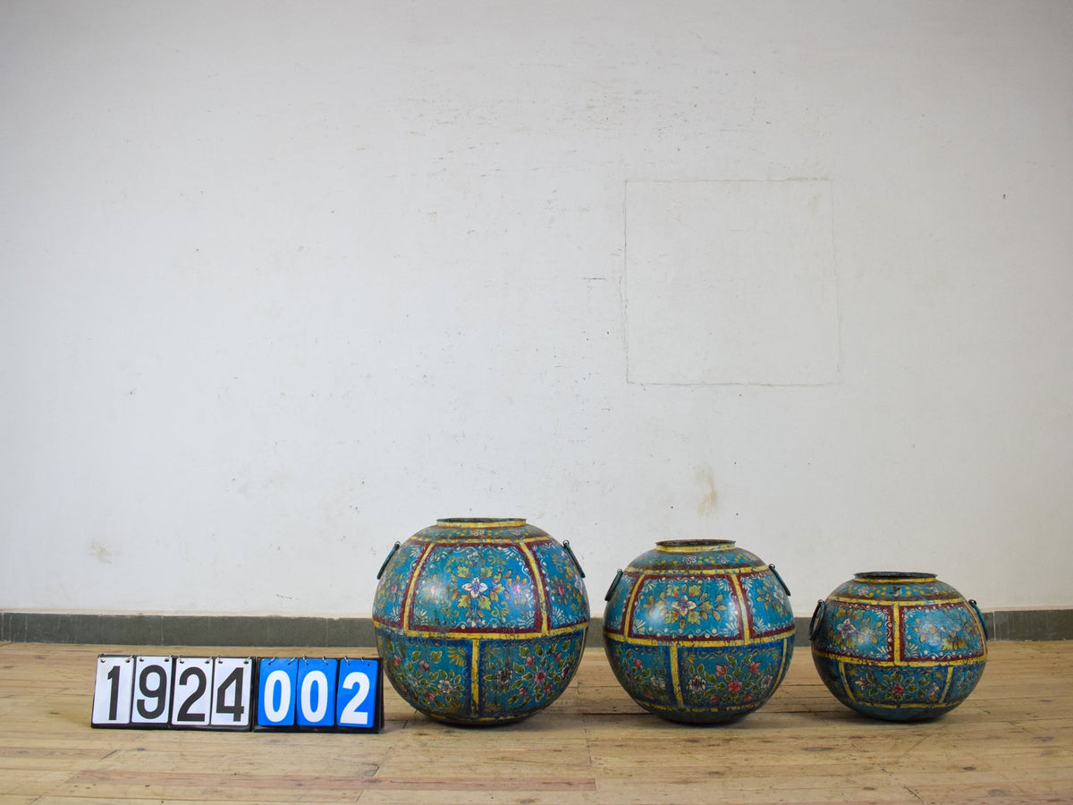 Hand Painted Vintage Rustic Indian Planters Pots 3 X SIZES Available