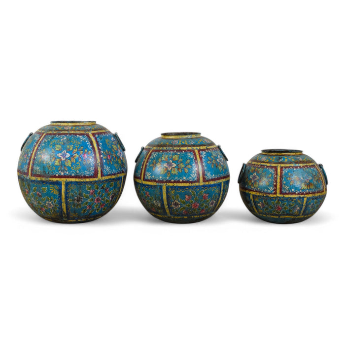 Hand Painted Vintage Rustic Indian Planters Pots 3 X SIZES Available
