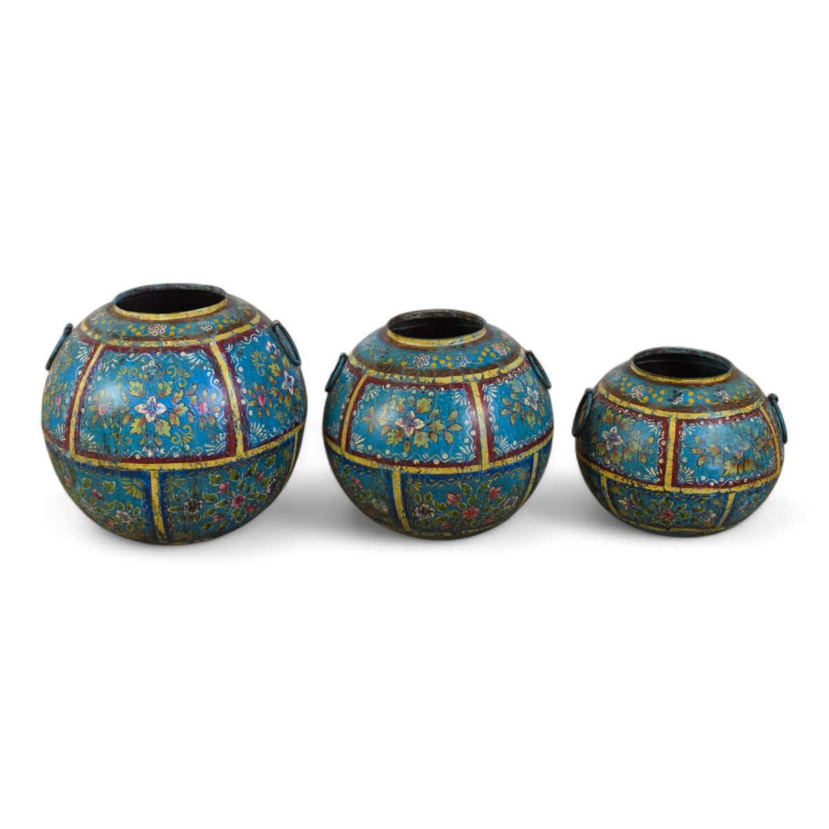 Hand Painted Vintage Rustic Indian Planters Pots 3 X SIZES Available