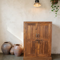 Vintage Rustic Teak Wood Fitted Interior Cupboard Cabinet Storage