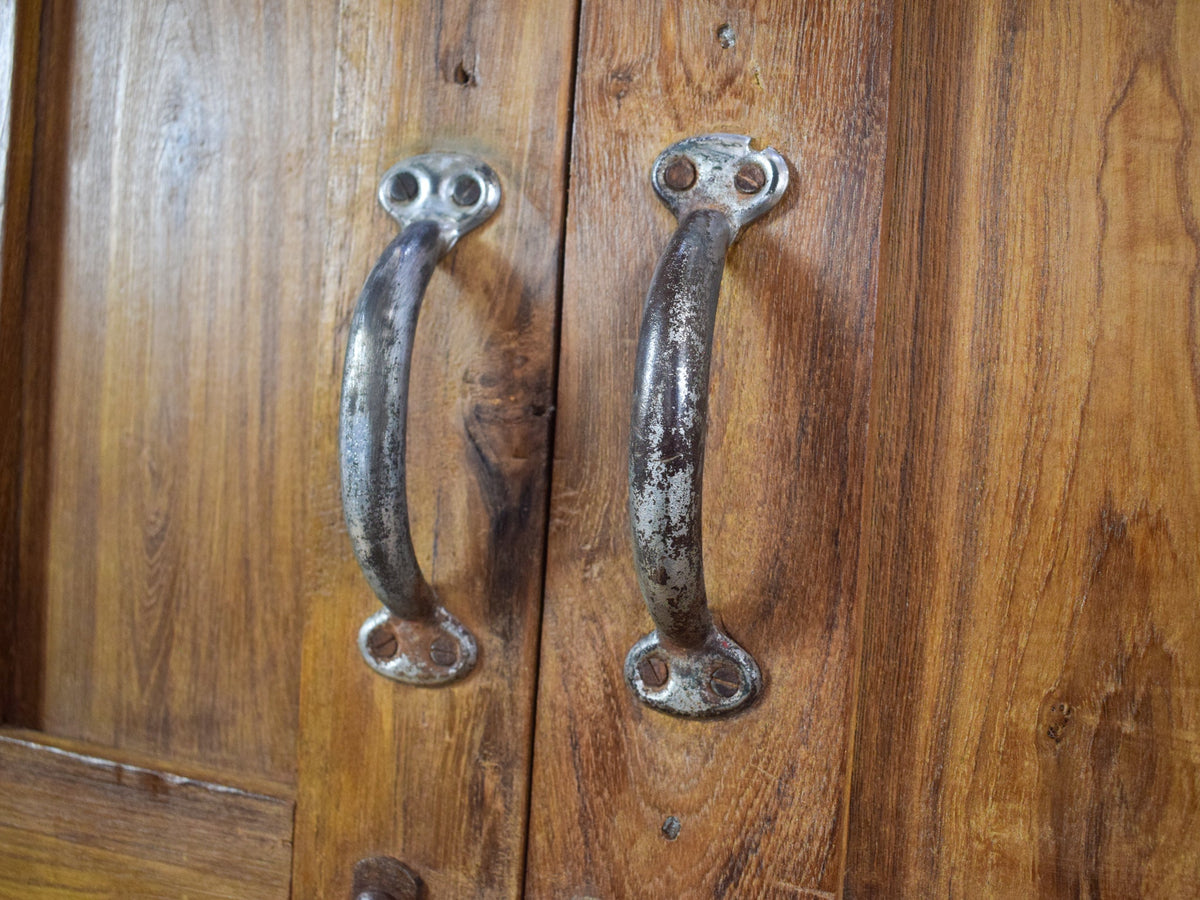 Vintage Rustic Teak Wood Fitted Interior Cupboard Cabinet Storage