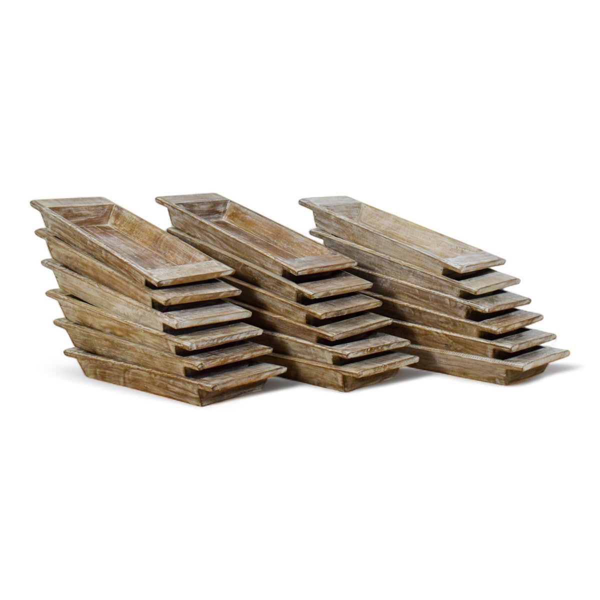 Vintage Style Reclaimed Wood White Wash Bowl Tray