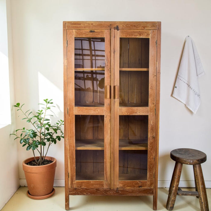 Vintage Rustic Hard Wood Cupboard Cabinet Storage