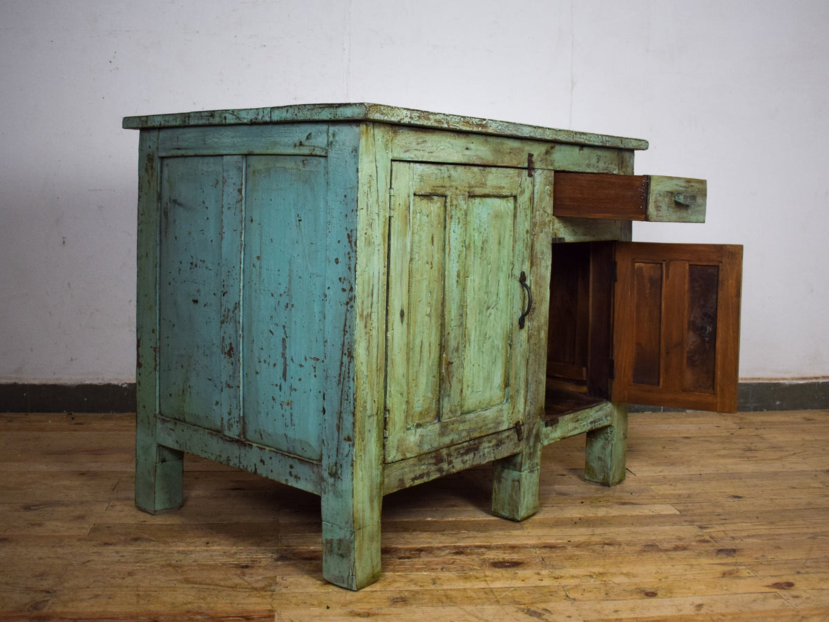 Vintage Painted Kitchen Island Cupboard Cabinet