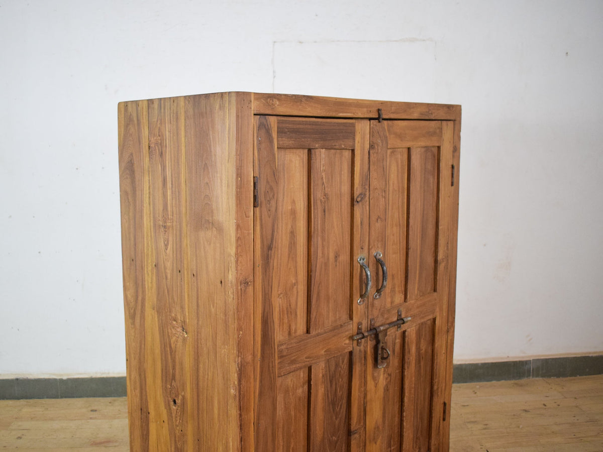 Vintage Rustic Teak Wood Fitted Interior Cupboard Cabinet Storage