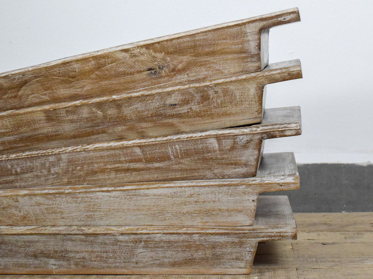 Vintage Style Reclaimed Wood White Wash Bowl Tray
