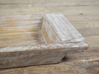 Vintage Style Reclaimed Wood White Wash Bowl Tray