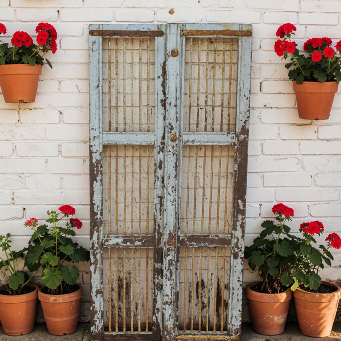 Pair of Antique Vintage Indian Doors Shutters