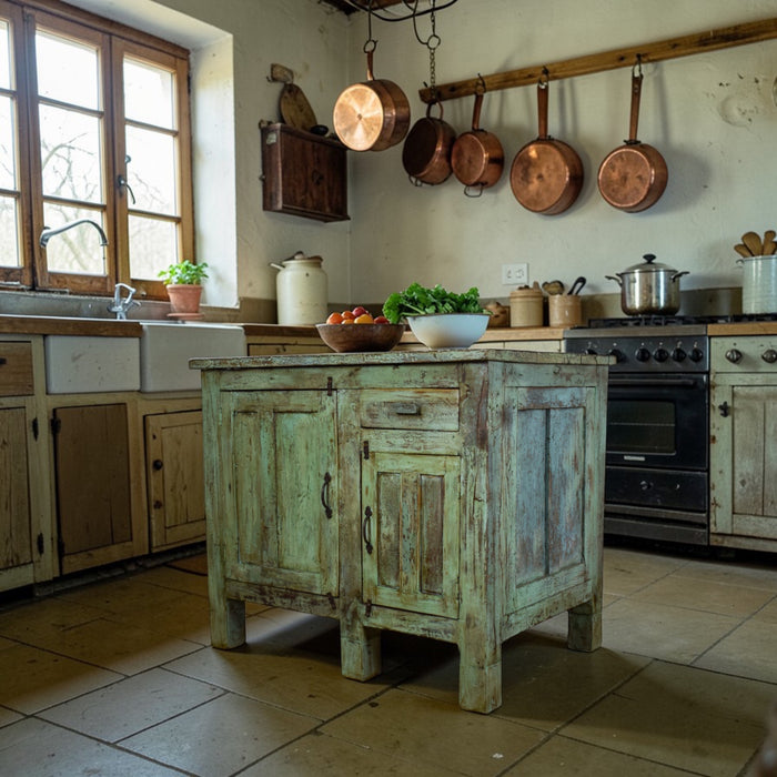 Vintage Painted Kitchen Island Cupboard Cabinet