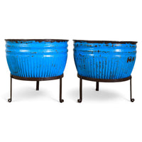 Pair of Vintage Dolly Tub Planets on Iron Stands