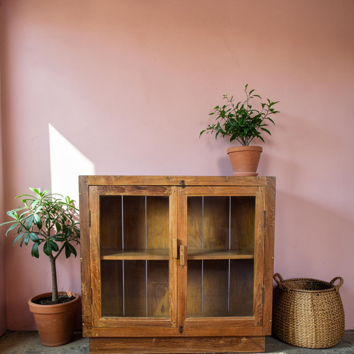 Vintage Worn Painted Rustic Cupboard Cabinet