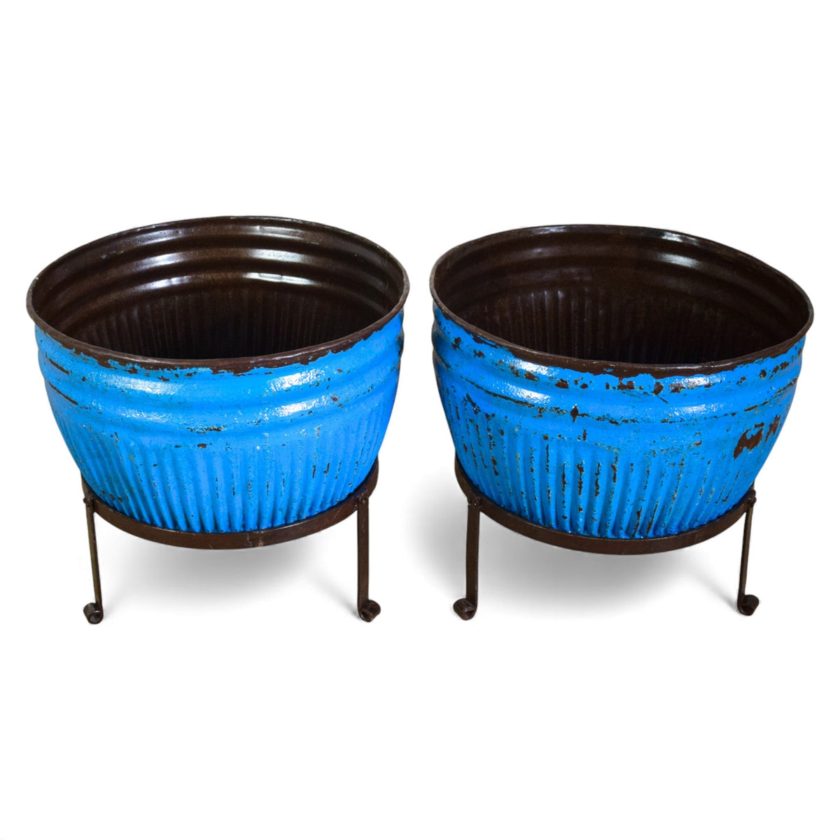 Pair of Vintage Dolly Tub Planets on Iron Stands