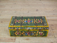Vintage Indian Hand Painted Metal Travel Trunk Chest