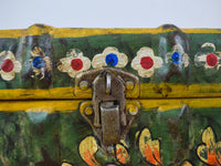 Vintage Indian Hand Painted Metal Travel Trunk Chest