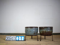 Pair of Vintage Dolly Tub Planets on Iron Stands