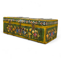 Vintage Indian Hand Painted Metal Travel Trunk Chest