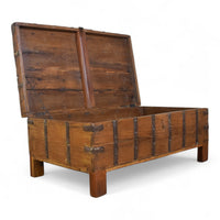 Antique Teak Wooden Chest Box Coffee Table