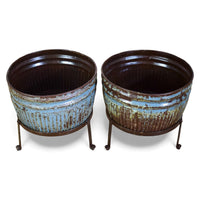 Pair of Vintage Dolly Tub Planets on Iron Stands