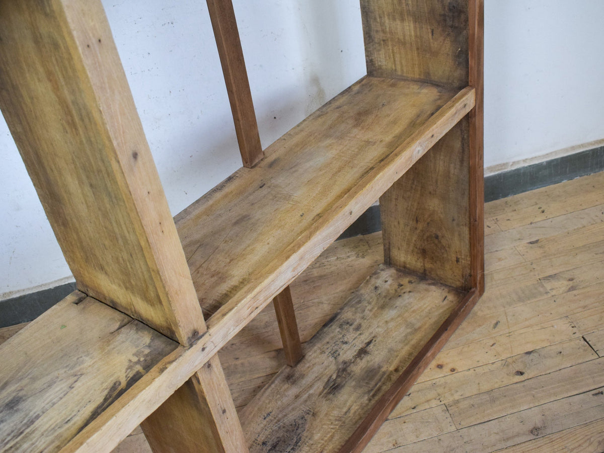 Large Vintage Wooden Rustic Shop Display Shelving Rack
