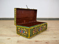 Vintage Indian Hand Painted Metal Travel Trunk Chest