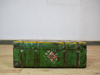 Vintage Indian Hand Painted Metal Travel Trunk Chest