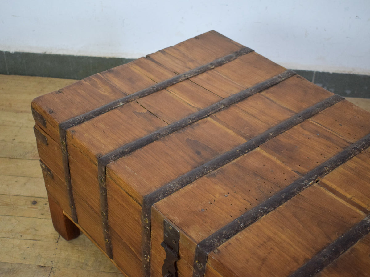 Antique Teak Wooden Chest Box Coffee Table