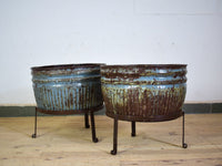 Pair of Vintage Dolly Tub Planets on Iron Stands