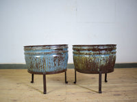 Pair of Vintage Dolly Tub Planets on Iron Stands