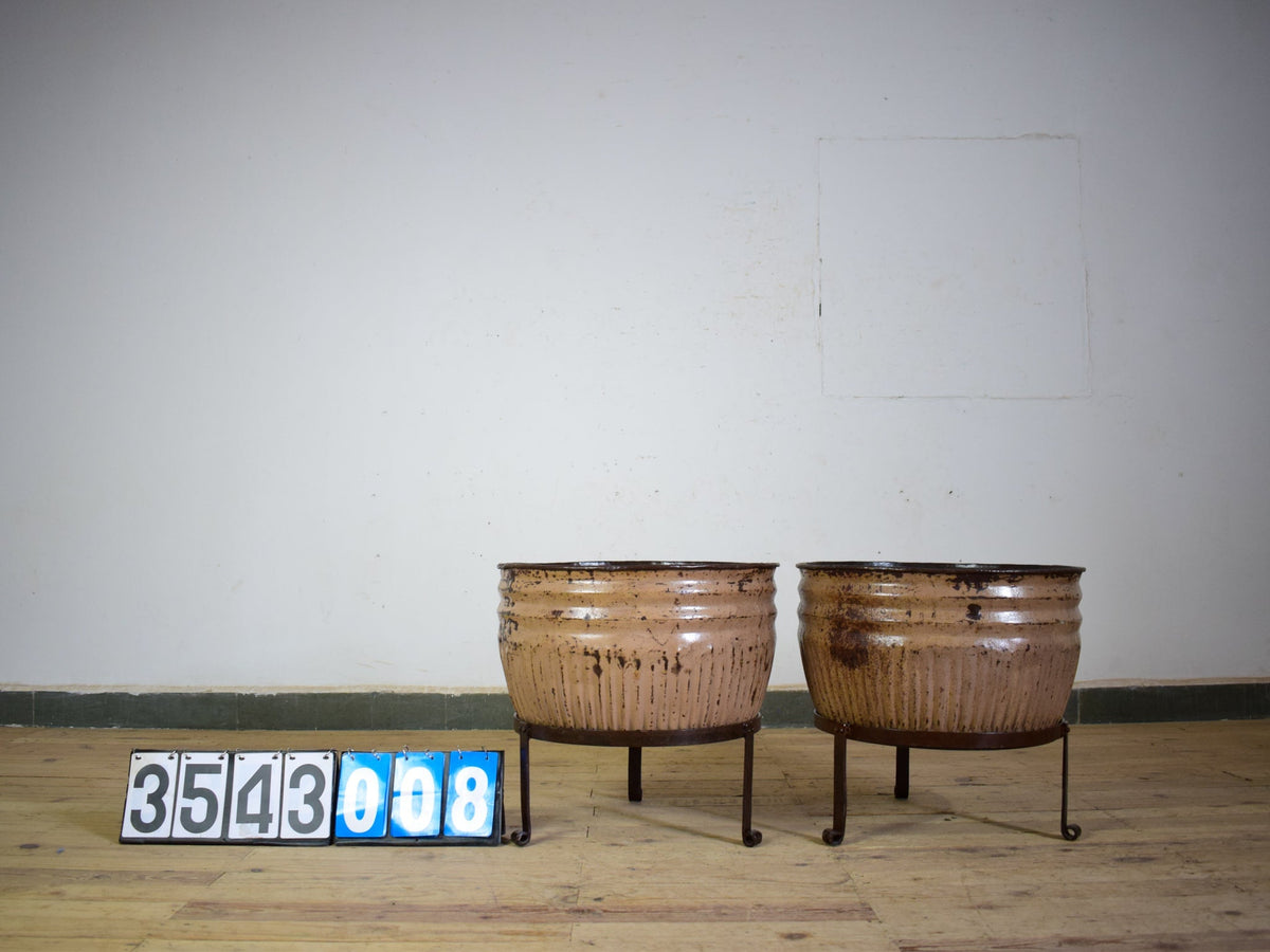 Pair of Vintage Dolly Tub Planets on Iron Stands