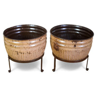 Pair of Vintage Dolly Tub Planets on Iron Stands