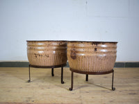 Pair of Vintage Dolly Tub Planets on Iron Stands