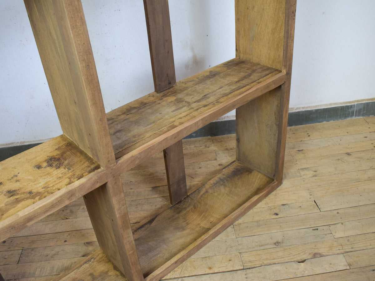 Large Vintage Wooden Rustic Shop Display Shelving Rack