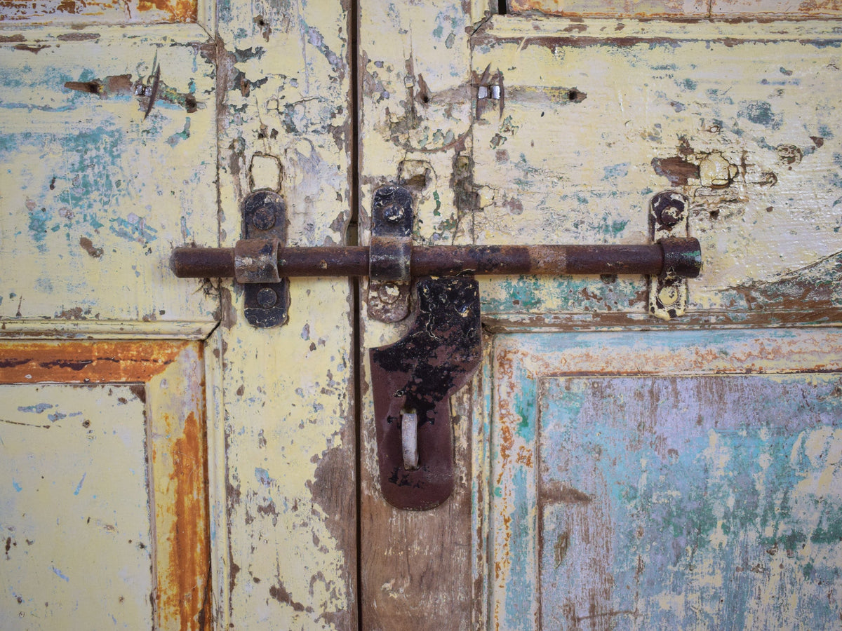 Pair of Antique Vintage Indian Doors Shutters