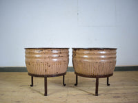 Pair of Vintage Dolly Tub Planets on Iron Stands