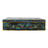 Vintage Indian Hand Painted Metal Travel Trunk Chest