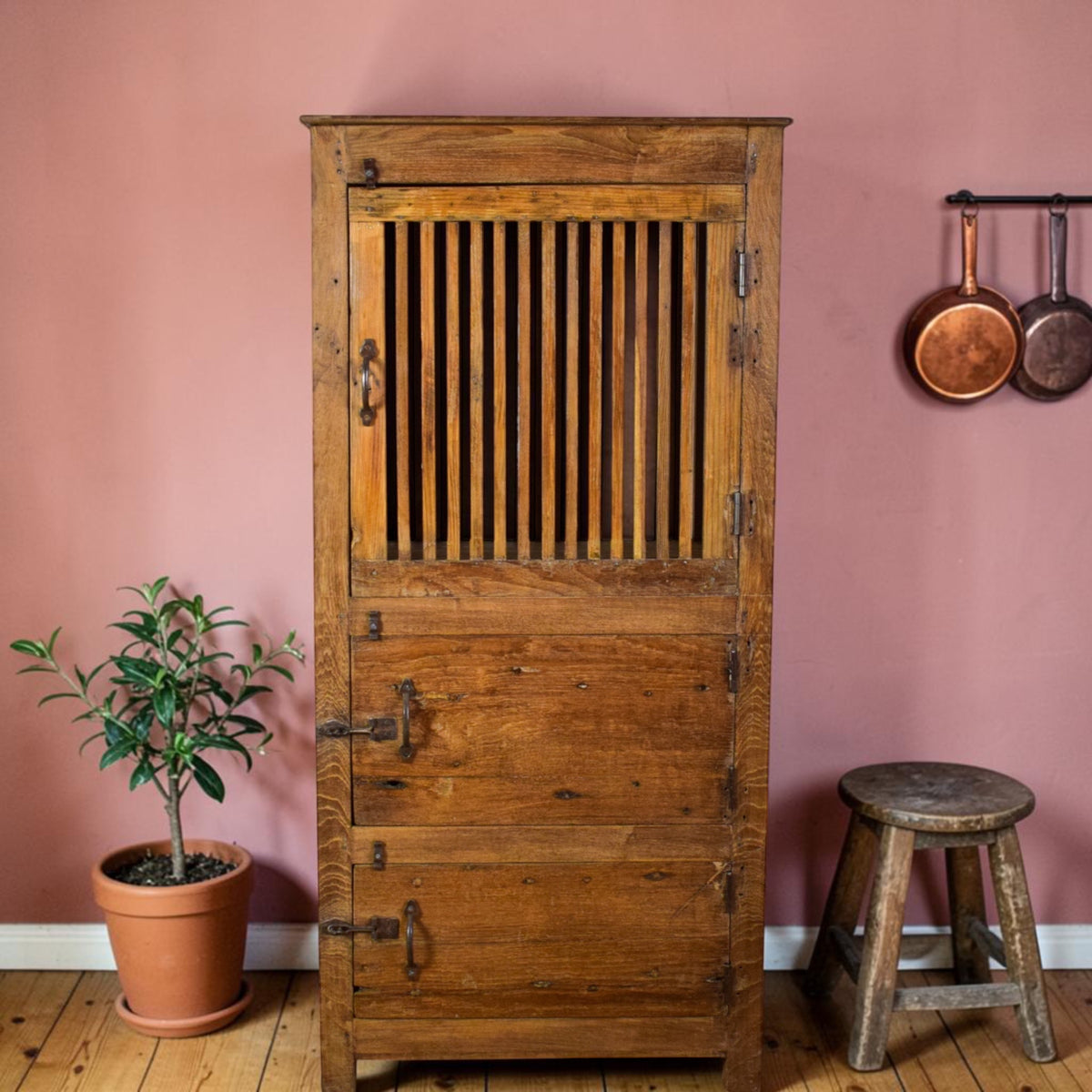 Vintage Wooden Rustic Cupboard Cabinet