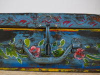 Vintage Indian Hand Painted Metal Travel Trunk Chest
