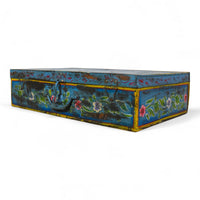 Vintage Indian Hand Painted Metal Travel Trunk Chest