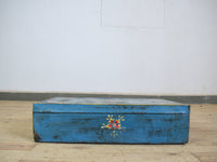 Vintage Indian Hand Painted Metal Travel Trunk Chest