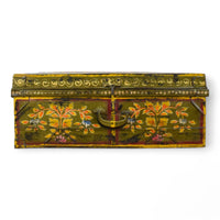 Vintage Indian Hand Painted Metal Travel Trunk Chest