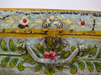 Vintage Indian Hand Painted Metal Travel Trunk Chest