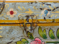 Vintage Indian Hand Painted Metal Travel Trunk Chest