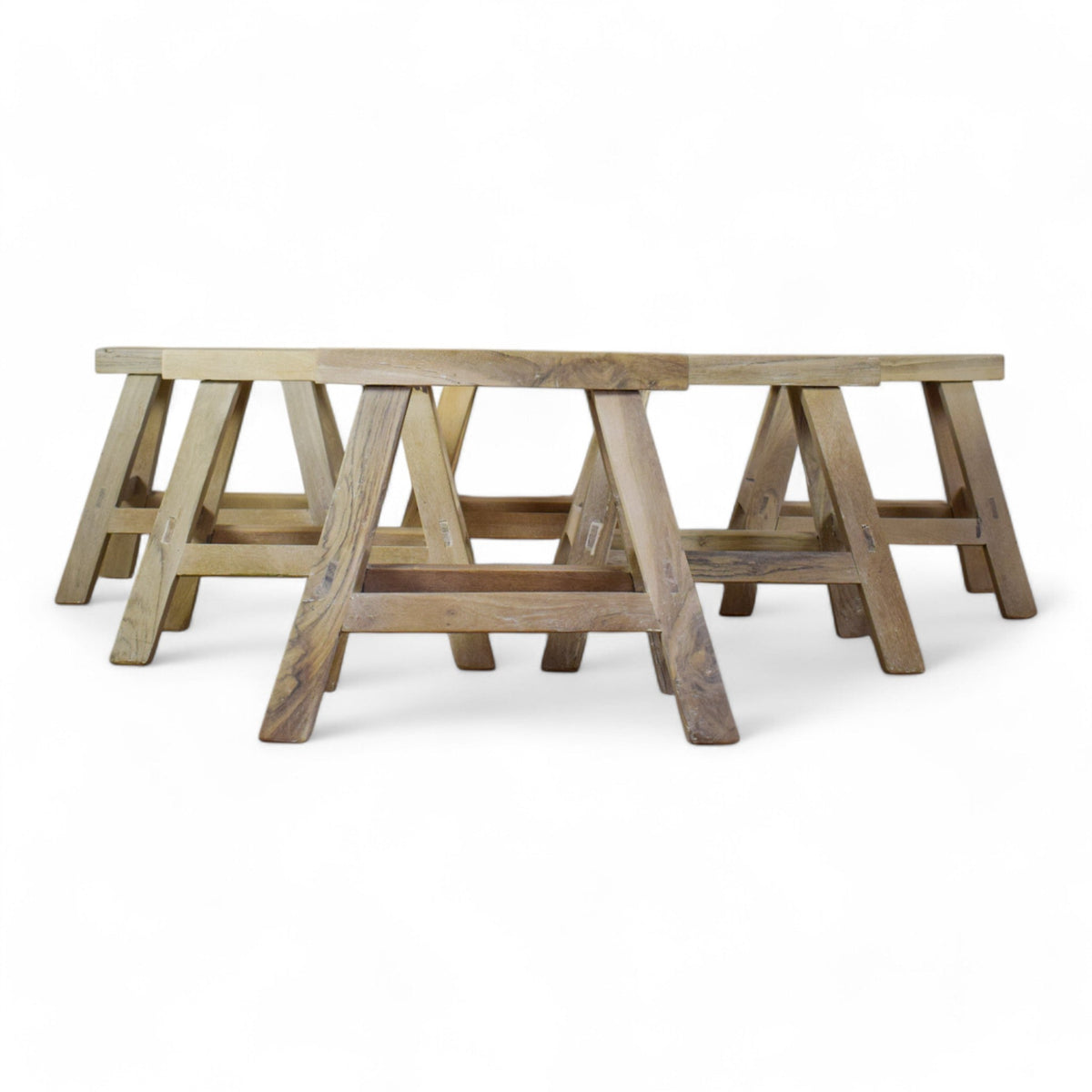 Vintage Bleached Wooden Rustic Stool