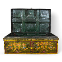 Vintage Indian Hand Painted Metal Travel Trunk Chest