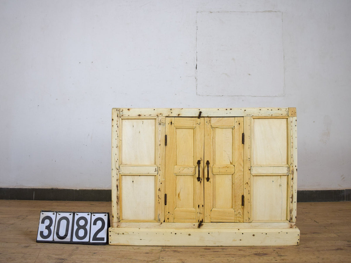 Vintage Rustic Bleached Wood Cupboard Cabinet Storage