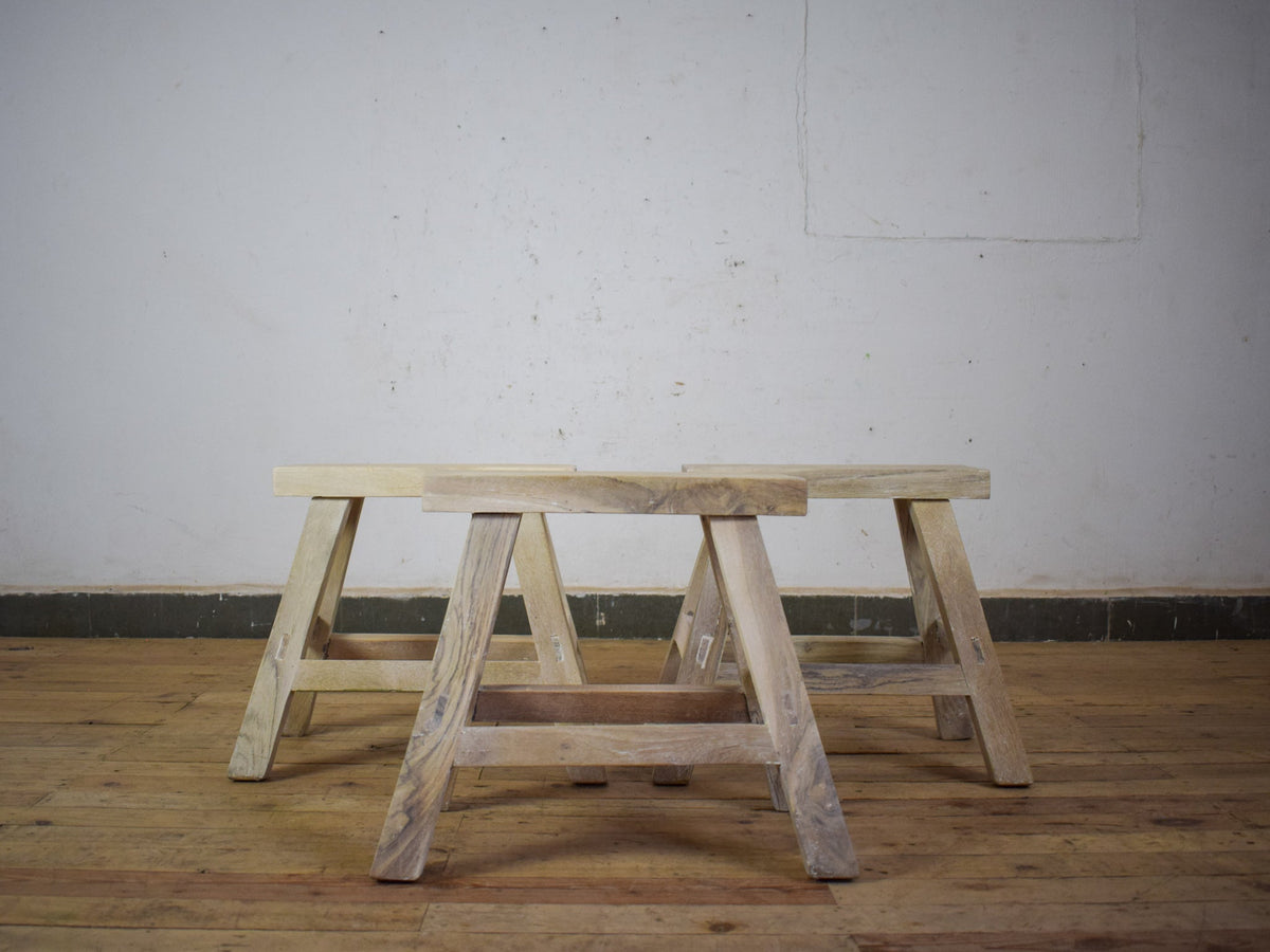 Vintage Bleached Wooden Rustic Stool