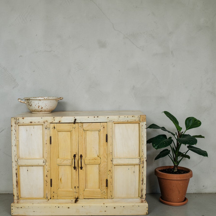 Vintage Rustic Bleached Wood Cupboard Cabinet Storage